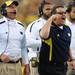 Michigan offensive coordinator Al Borges and head coach Brady Hoke shout from the sideline during the third quarter against Michigan State at Michigan Stadium on Saturday afternoon. Melanie Maxwell I AnnArbor.com